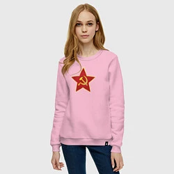 Свитшот хлопковый женский СССР звезда, цвет: светло-розовый — фото 2