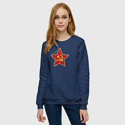 Свитшот хлопковый женский СССР звезда, цвет: тёмно-синий — фото 2
