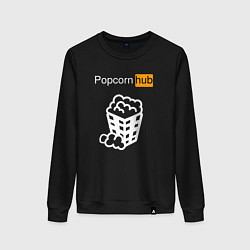 Свитшот хлопковый женский Popocorn hub, цвет: черный