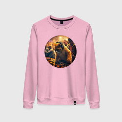 Свитшот хлопковый женский Кот-диджей, цвет: светло-розовый