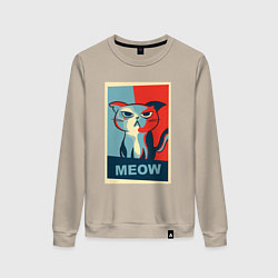 Свитшот хлопковый женский Meow obey, цвет: миндальный