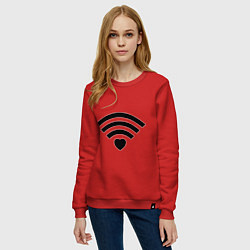 Свитшот хлопковый женский Wi-Fi Love, цвет: красный — фото 2