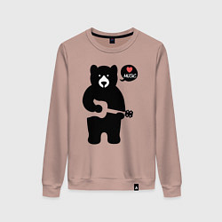 Женский свитшот Мишка любит музыку