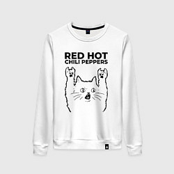 Свитшот хлопковый женский Red Hot Chili Peppers - rock cat, цвет: белый