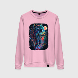 Свитшот хлопковый женский В поисках новых миров, цвет: светло-розовый
