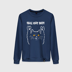 Свитшот хлопковый женский Fall Out Boy rock cat, цвет: тёмно-синий