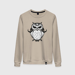 Женский свитшот Сова, черно-белая птица