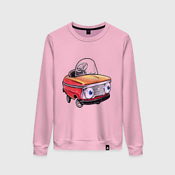 Свитшот хлопковый женский Машинка москвич, цвет: светло-розовый
