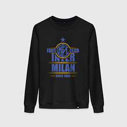 Свитшот хлопковый женский Inter Milan fans club, цвет: черный