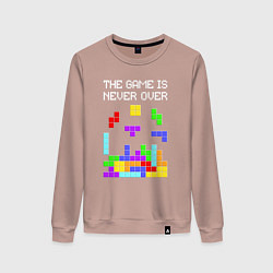 Свитшот хлопковый женский Tetris - the game is never over, цвет: пыльно-розовый
