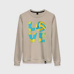 Свитшот хлопковый женский Volleyball love, цвет: миндальный