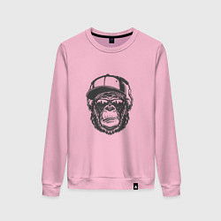 Свитшот хлопковый женский Крутая обезьяна, цвет: светло-розовый