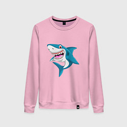 Свитшот хлопковый женский Улыбка акулы, цвет: светло-розовый