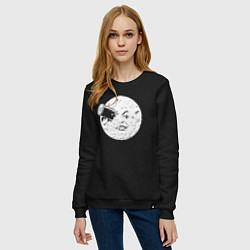 Свитшот хлопковый женский Путешествие на Луну, цвет: черный — фото 2