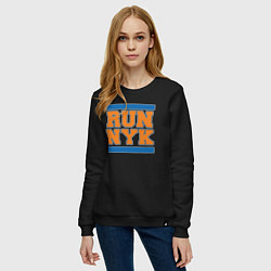 Свитшот хлопковый женский Run New York Knicks, цвет: черный — фото 2