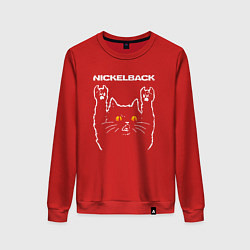 Свитшот хлопковый женский Nickelback rock cat, цвет: красный