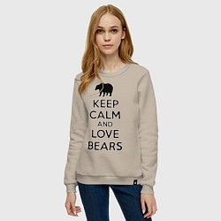 Свитшот хлопковый женский Keep Calm & Love Bears, цвет: миндальный — фото 2
