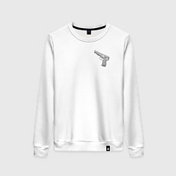 Свитшот хлопковый женский Чертёж АПС Автоматический Пистолет Стечкина, цвет: белый