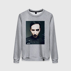 Свитшот хлопковый женский Marilyn Manson фотопортрет, цвет: меланж