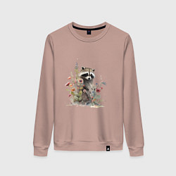 Женский свитшот Акварельный милый енот