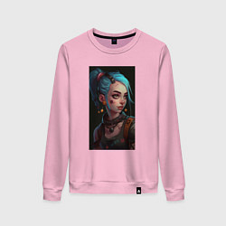 Свитшот хлопковый женский Jinx art Arcane League of Legends, цвет: светло-розовый