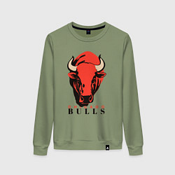 Свитшот хлопковый женский Chicago bull, цвет: авокадо