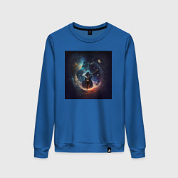 Свитшот хлопковый женский Космическая музыка - нейросеть, цвет: синий