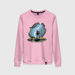 Женский свитшот Дурак на холме ловит молнию