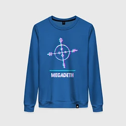 Свитшот хлопковый женский Megadeth glitch rock, цвет: синий