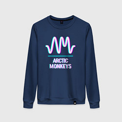 Свитшот хлопковый женский Arctic Monkeys glitch rock, цвет: тёмно-синий