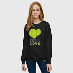 Свитшот хлопковый женский Cactus love, цвет: черный — фото 2