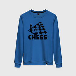 Свитшот хлопковый женский Chess game, цвет: синий