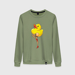 Свитшот хлопковый женский Эротичная утка, цвет: авокадо
