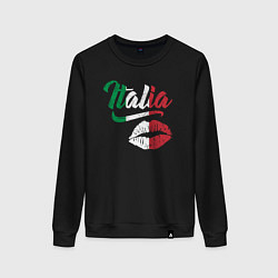 Свитшот хлопковый женский Поцелуй Италии, цвет: черный