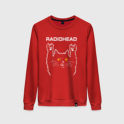 Свитшот хлопковый женский Radiohead rock cat, цвет: красный