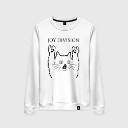 Свитшот хлопковый женский Joy Division - rock cat, цвет: белый