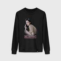 Свитшот хлопковый женский Jennie Blackpink, цвет: черный