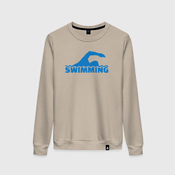 Свитшот хлопковый женский Swimming sport, цвет: миндальный
