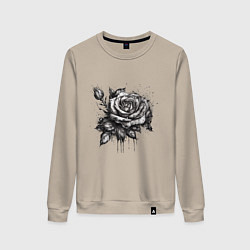 Женский свитшот Роза нарисованная карандашом