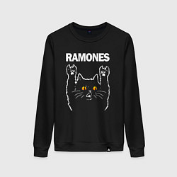 Свитшот хлопковый женский Ramones rock cat, цвет: черный
