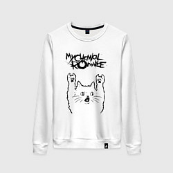 Свитшот хлопковый женский My Chemical Romance - rock cat, цвет: белый