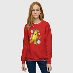 Свитшот хлопковый женский Банан с В-баксами Фортнайт, цвет: красный — фото 2