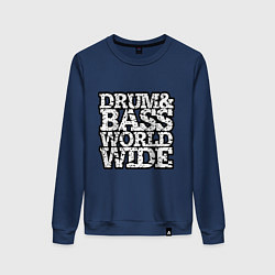 Свитшот хлопковый женский Drum and bass world wide, цвет: тёмно-синий