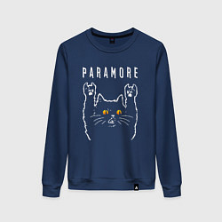 Свитшот хлопковый женский Paramore rock cat, цвет: тёмно-синий