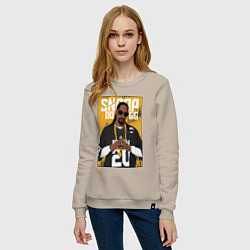Свитшот хлопковый женский Snoop dogg с цепями, цвет: миндальный — фото 2