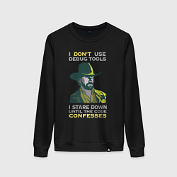 Свитшот хлопковый женский Чак Норрис среди программистов, цвет: черный