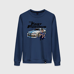 Свитшот хлопковый женский Брайан ОКоннер Nissan Skyline R34, цвет: тёмно-синий