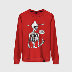 Свитшот хлопковый женский Skeleton - i am fine, цвет: красный