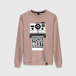 Свитшот хлопковый женский Polaroid best memories, цвет: пыльно-розовый