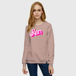 Свитшот хлопковый женский Логотип розовый Кен, цвет: пыльно-розовый — фото 2